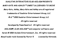 Mary-Kate and Ashley - Sweet 16 - Licensed to Drive (USA, Europe) demo