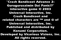 Crash Bandicoot Advance 2 - Guruguru Saimin Dai-panic! (Japan) demo