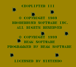 Choplifter III - Rescue-Survive (USA) (Beta 1) demo