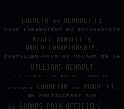 Nigel Mansell's World Championship Racing (Europe) (Beta) demo