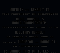 Nigel Mansell's World Championship Racing (Europe) (Beta) demo