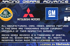 Racing Gears Advance (USA) demo