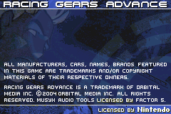 Racing Gears Advance (USA) demo