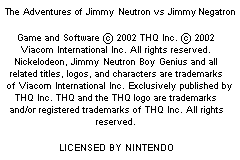 Adventures of Jimmy Neutron Boy Genius vs. Jimmy Negatron, The (USA, Europe) demo