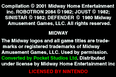 Midway's Greatest Arcade Hits (USA, Europe) demo