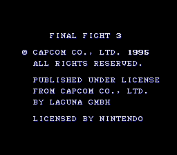 Final Fight 3 (Europe) demo