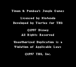 Timon & Pumbaa's Jungle Games (Europe) demo