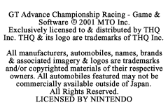 GT Advance - Championship Racing (USA, Europe) demo