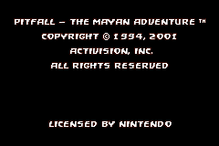 Pitfall - The Mayan Adventure (USA, Europe) demo